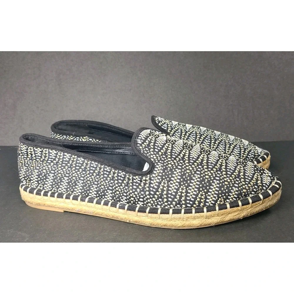 Universal Thread Woven Espadrille Slip-On Flats Women 11 Black White EUC